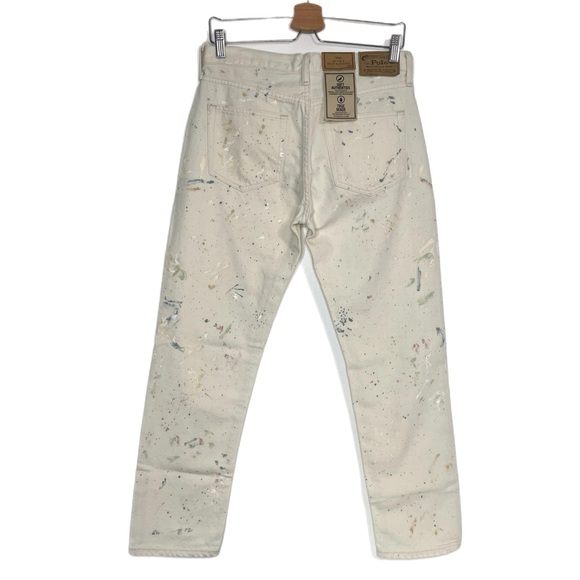 Polo Ralph Lauren Avery Boyfriend White Paint Splatter Jeans - Picture 2 of 15